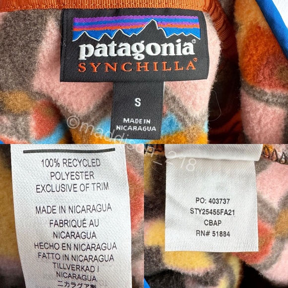Patagonia Synchilla Snap-T Fleece Small Companions Big Anthos Pink Brown S - Picture 4 of 11